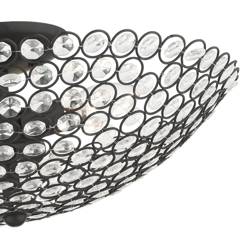 Livex Lighting 40446-04 Three Light Semi Flush Mount, Black