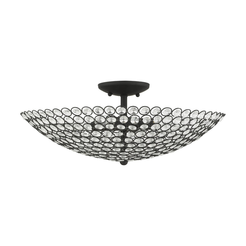 Livex Lighting 40447-04 Four Light Semi Flush Mount, Black