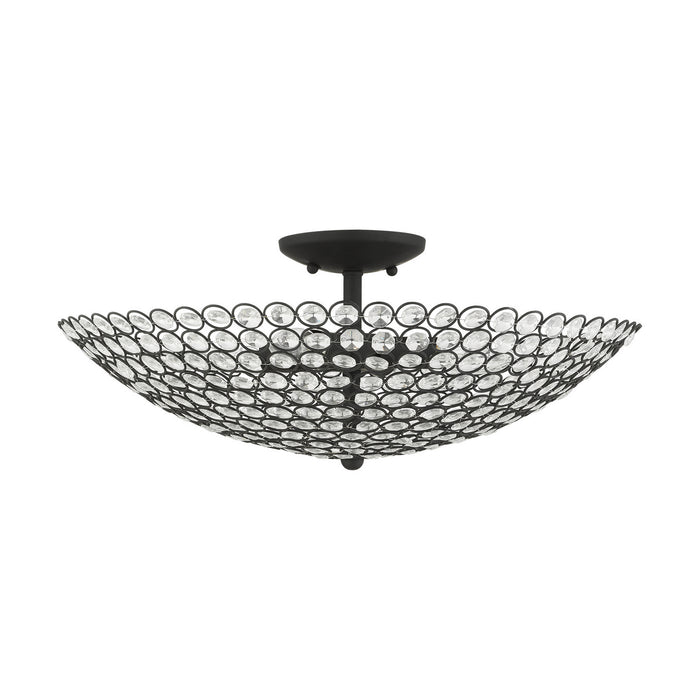 Livex Lighting 40447-04 Four Light Semi Flush Mount, Black