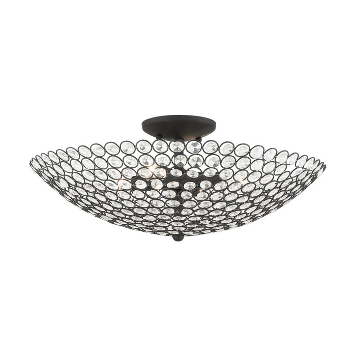 Livex Lighting 40447-04 Four Light Semi Flush Mount, Black