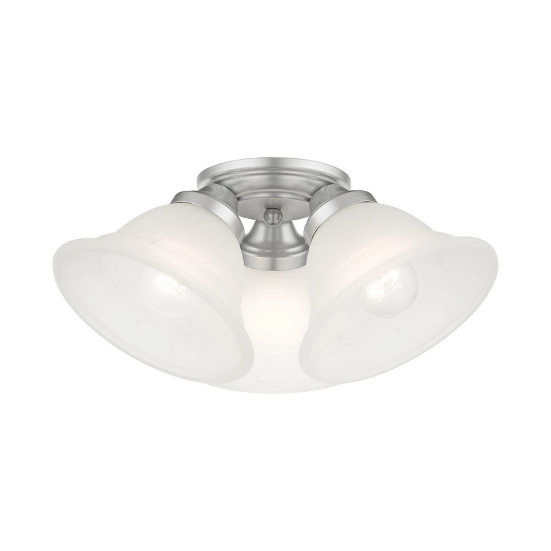Livex Lighting 40727-81 Three Light Flush Mount, Painted Satin Nickel