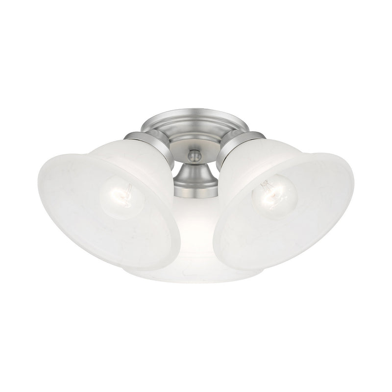 Livex Lighting 40727-81 Three Light Flush Mount, Painted Satin Nickel