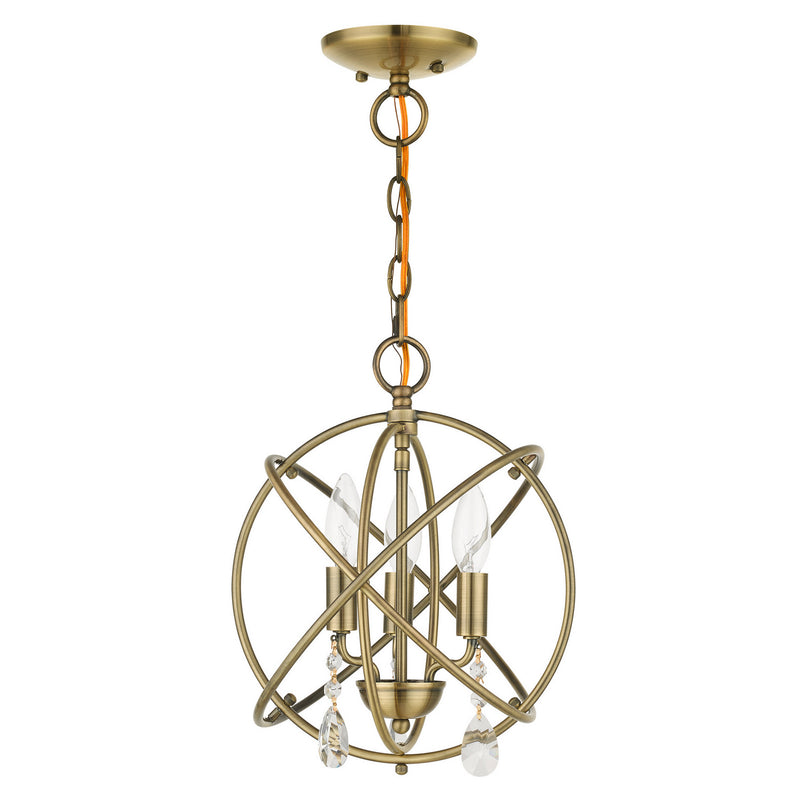 Livex Lighting 40903-01 Three Light Convertible Chandelier / Semi Flush, Antique Brass