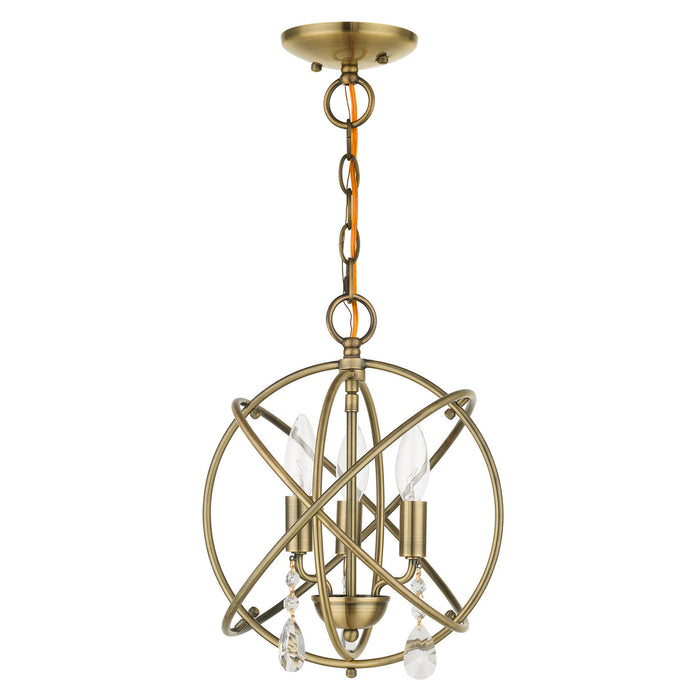 Livex Lighting 40903-01 Three Light Convertible Chandelier / Semi Flush, Antique Brass