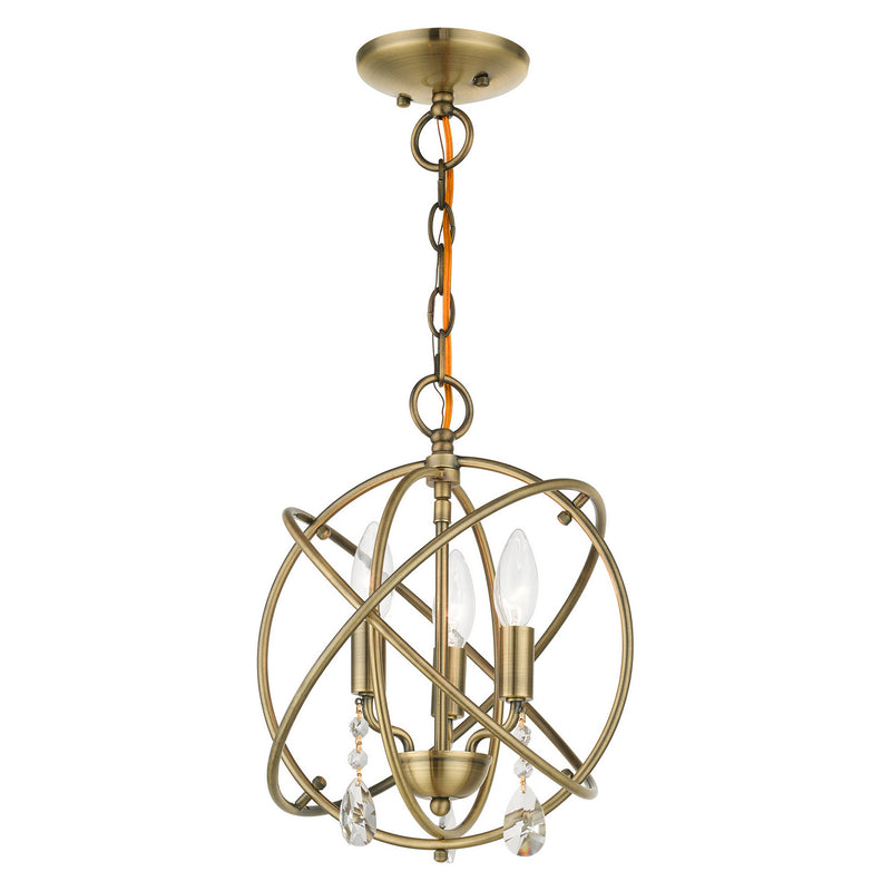Livex Lighting 40903-01 Three Light Convertible Chandelier / Semi Flush, Antique Brass