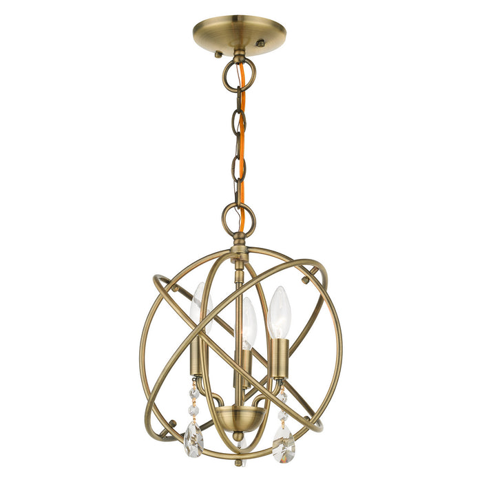 Livex Lighting 40903-01 Three Light Convertible Chandelier / Semi Flush, Antique Brass