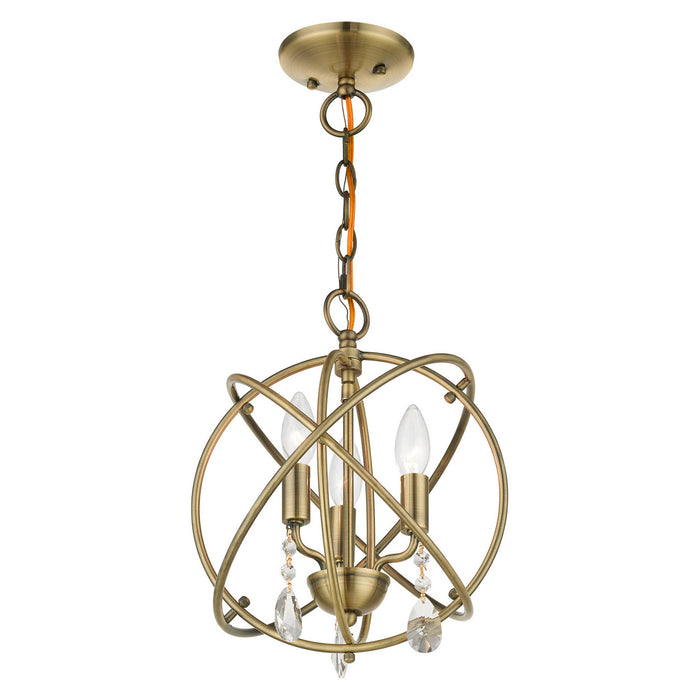 Livex Lighting 40903-01 Three Light Convertible Chandelier / Semi Flush, Antique Brass