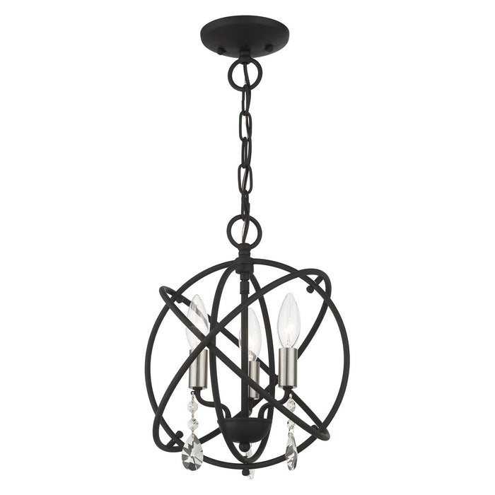 Livex Lighting 40903-04 Three Light Convertible Chandelier / Semi Flush, Black w/ Satin Nickels