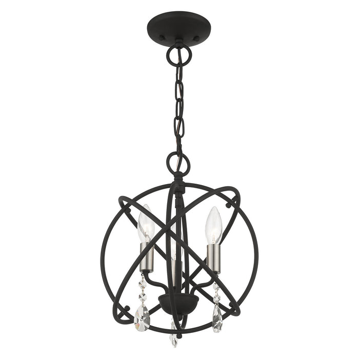 Livex Lighting 40903-04 Three Light Convertible Chandelier / Semi Flush, Black w/ Satin Nickels