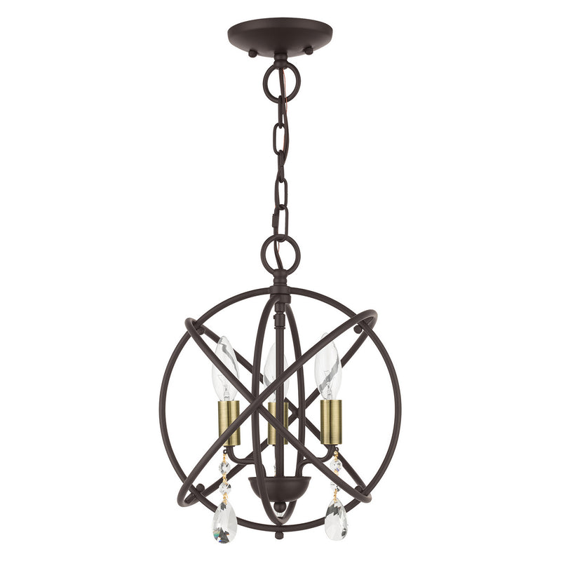 Livex Lighting 40903-07 Three Light Convertible Chandelier / Semi Flush, Bronze