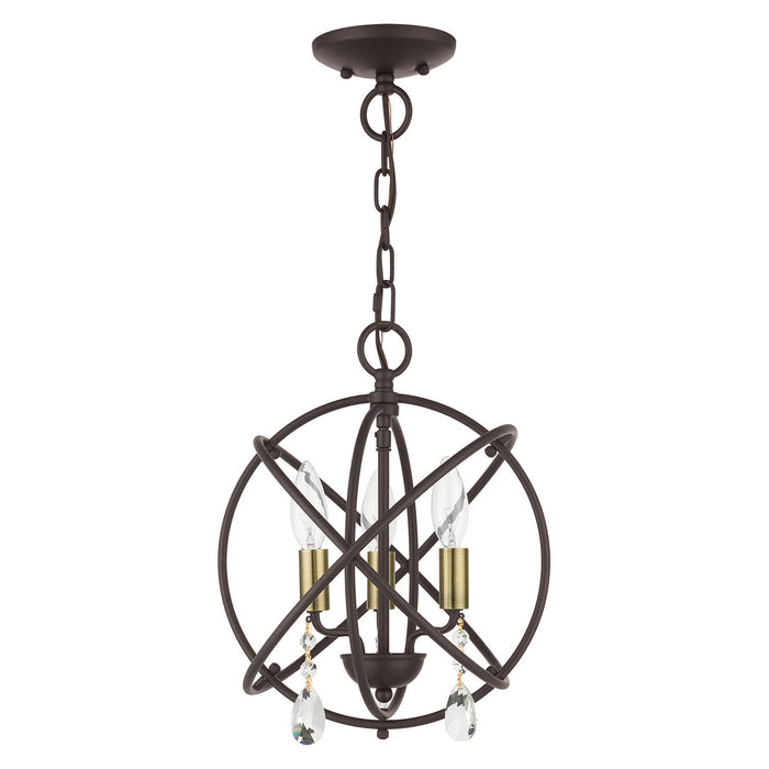 Livex Lighting 40903-07 Three Light Convertible Chandelier / Semi Flush, Bronze