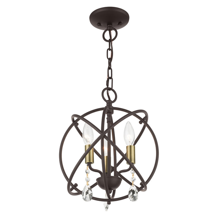 Livex Lighting 40903-07 Three Light Convertible Chandelier / Semi Flush, Bronze