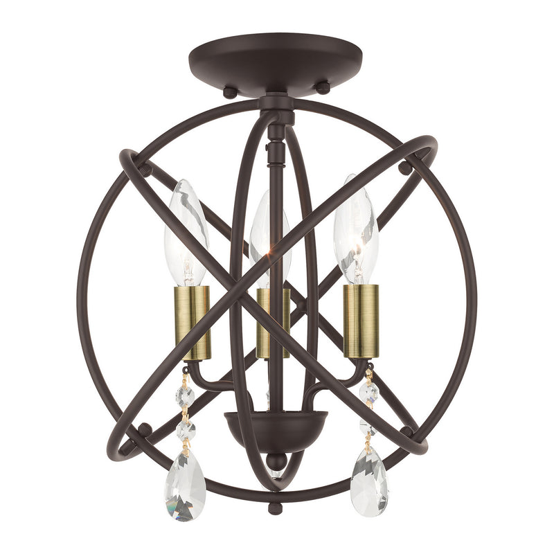 Livex Lighting 40903-07 Three Light Convertible Chandelier / Semi Flush, Bronze