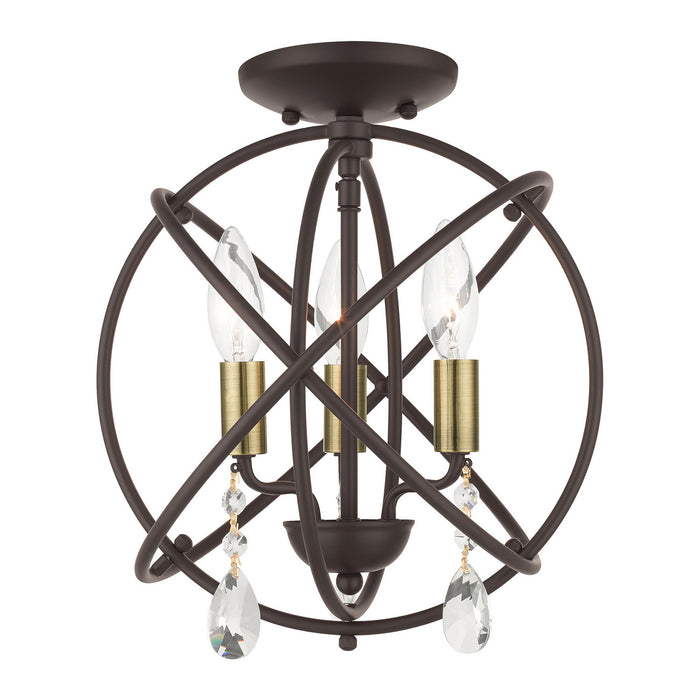 Livex Lighting 40903-07 Three Light Convertible Chandelier / Semi Flush, Bronze
