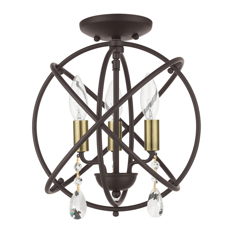 Livex Lighting 40903-07 Three Light Convertible Chandelier / Semi Flush, Bronze