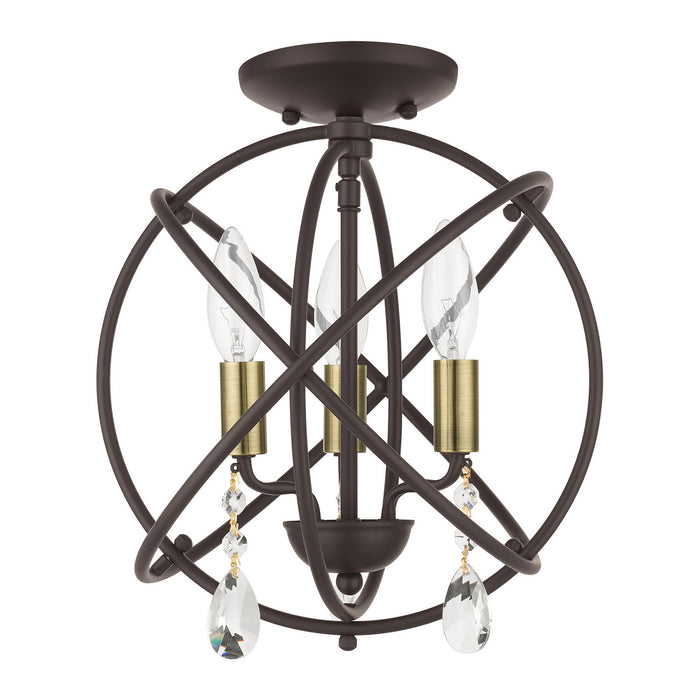 Livex Lighting 40903-07 Three Light Convertible Chandelier / Semi Flush, Bronze
