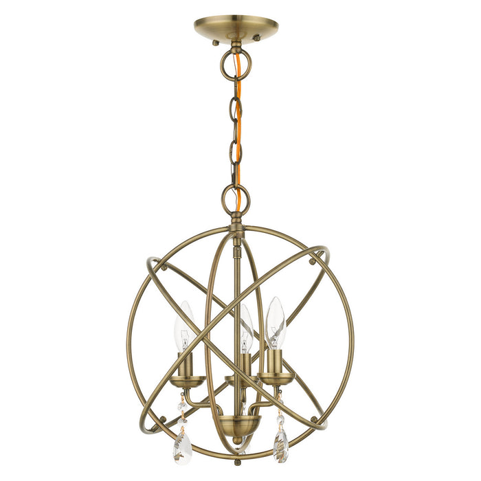 Livex Lighting 40904-01 Three Light Convertible Chandelier / Semi Flush, Antique Brass