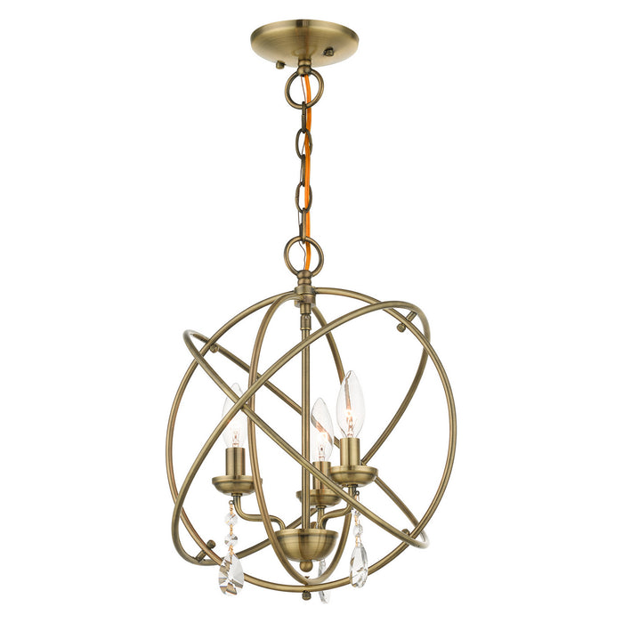 Livex Lighting 40904-01 Three Light Convertible Chandelier / Semi Flush, Antique Brass