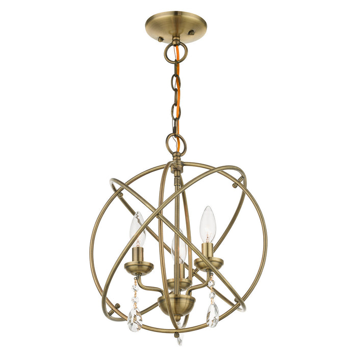 Livex Lighting 40904-01 Three Light Convertible Chandelier / Semi Flush, Antique Brass