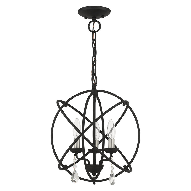 Livex Lighting 40904-04 Three Light Convertible Chandelier / Semi Flush, Black w/ Satin Nickels