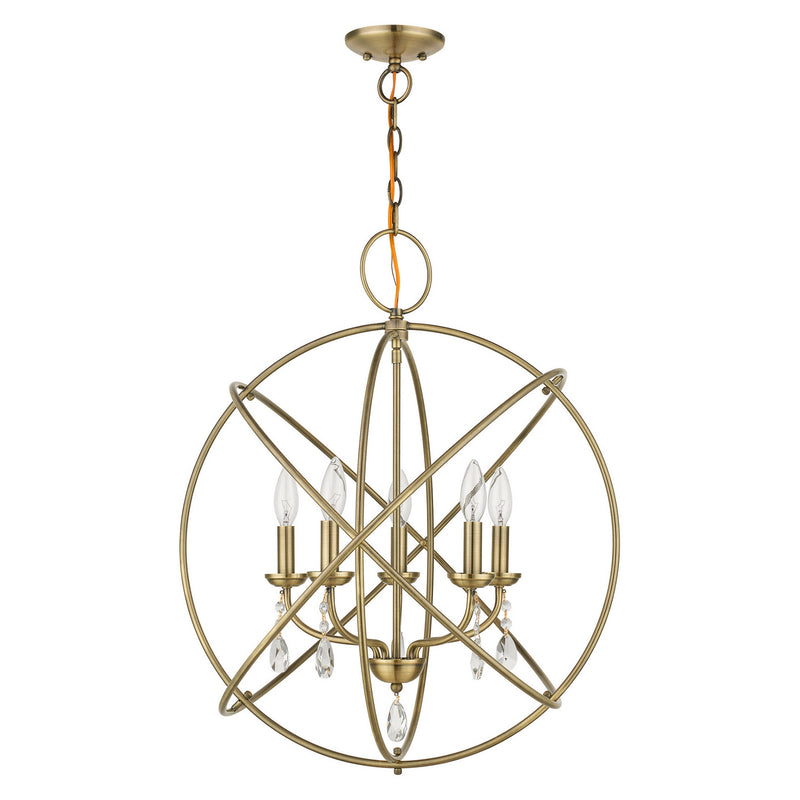 Livex Lighting 40905-01 Five Light Chandelier, Antique Brass