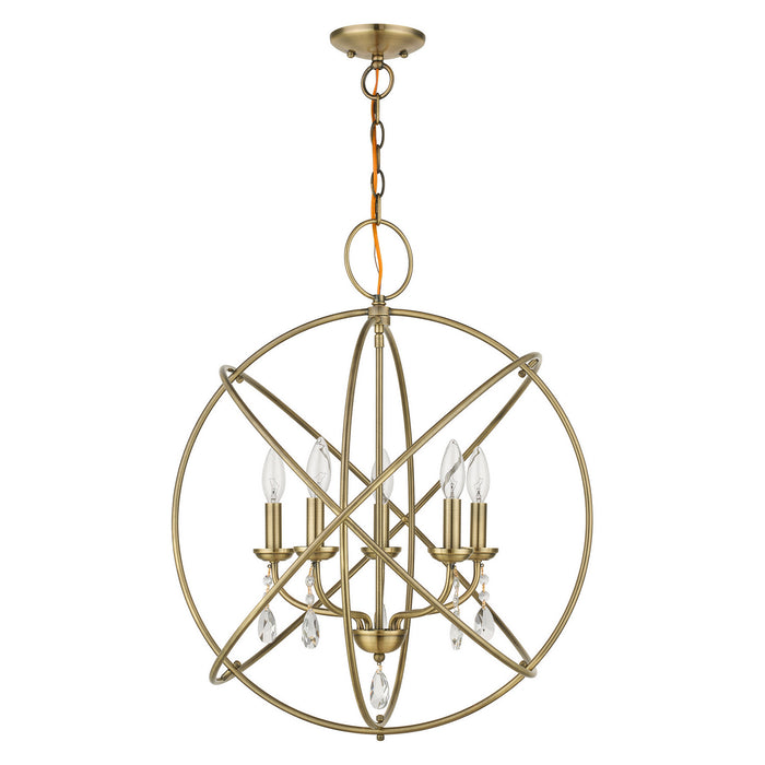 Livex Lighting 40905-01 Five Light Chandelier, Antique Brass