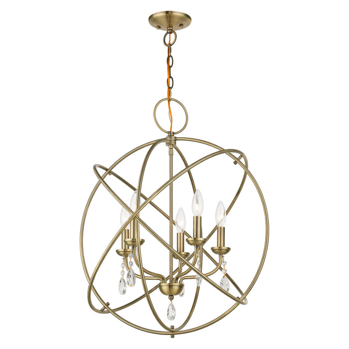 Livex Lighting 40905-01 Five Light Chandelier, Antique Brass
