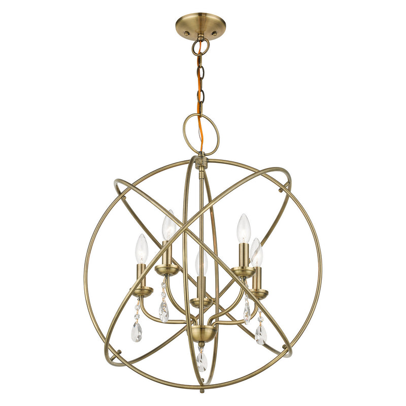 Livex Lighting 40905-01 Five Light Chandelier, Antique Brass