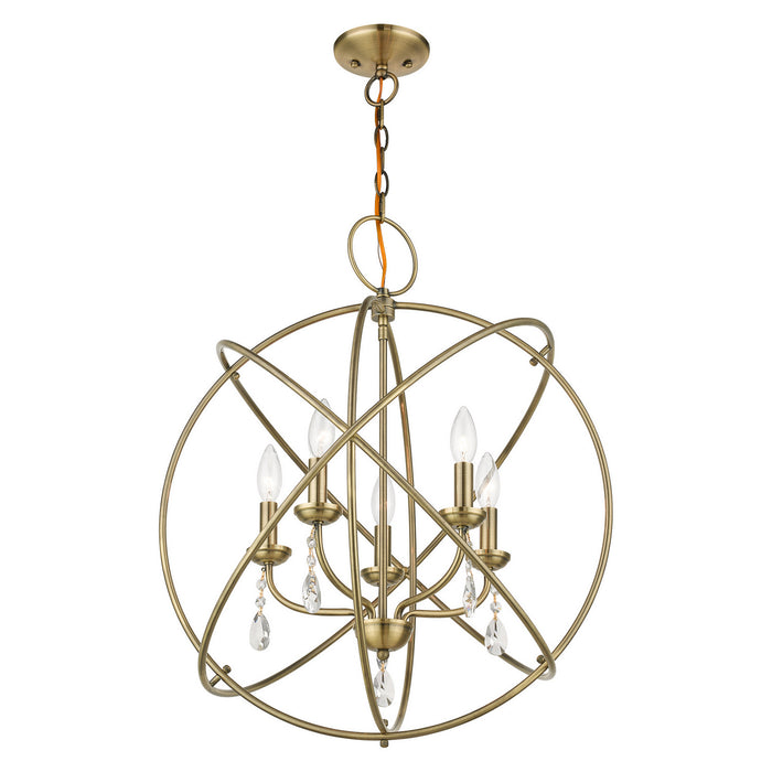 Livex Lighting 40905-01 Five Light Chandelier, Antique Brass