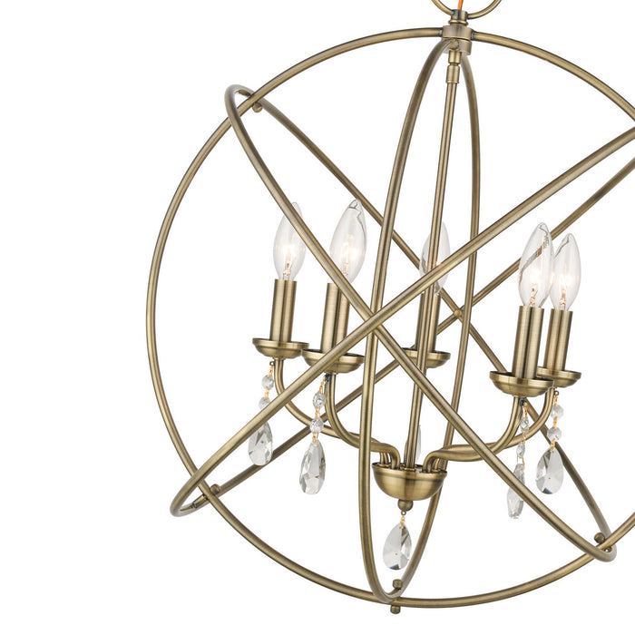 Livex Lighting 40905-01 Five Light Chandelier, Antique Brass