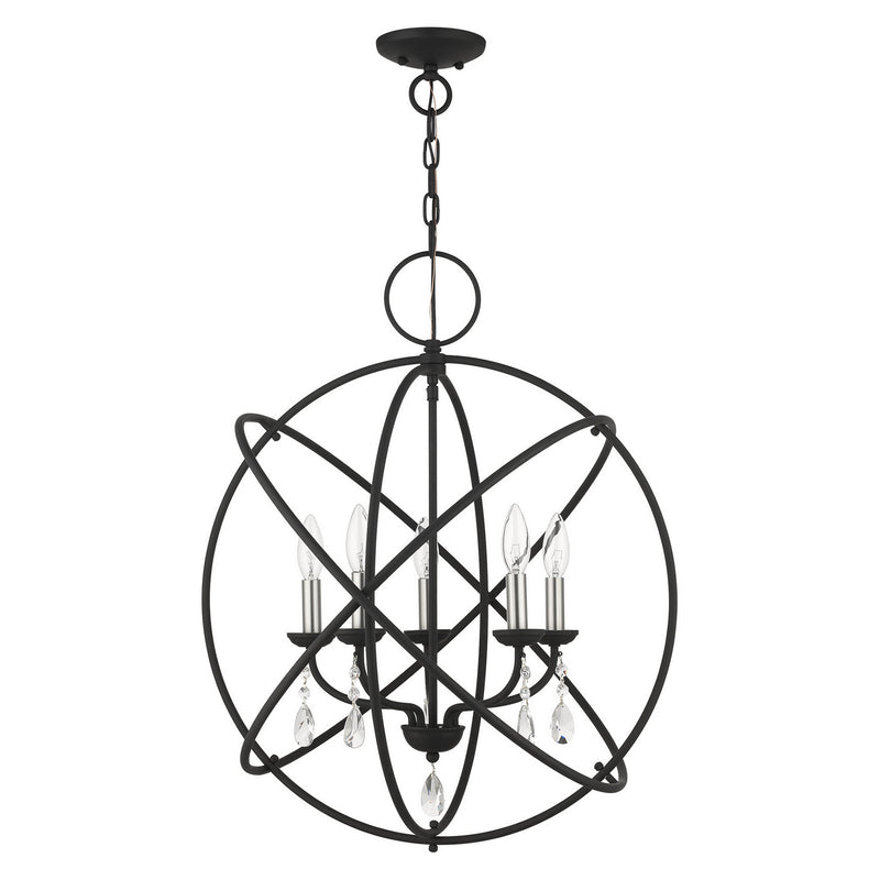 Livex Lighting 40905-04 Five Light Chandelier, Black w/ Satin Nickels