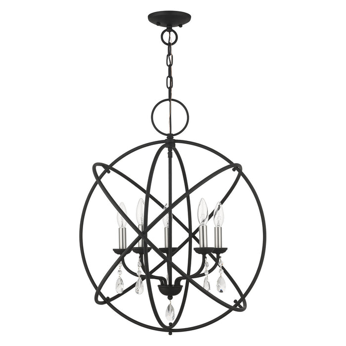 Livex Lighting 40905-04 Five Light Chandelier, Black w/ Satin Nickels