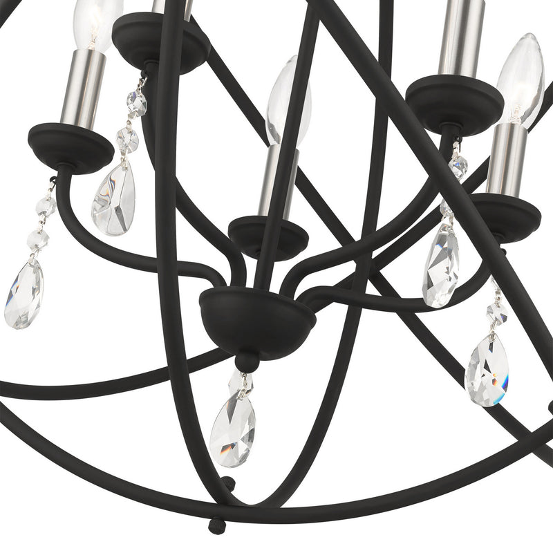 Livex Lighting 40905-04 Five Light Chandelier, Black w/ Satin Nickels