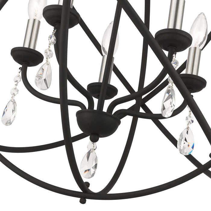 Livex Lighting 40905-04 Five Light Chandelier, Black w/ Satin Nickels