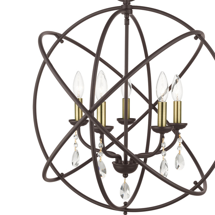 Livex Lighting 40905-07 Five Light Chandelier, Bronze w/ Antique Brasss