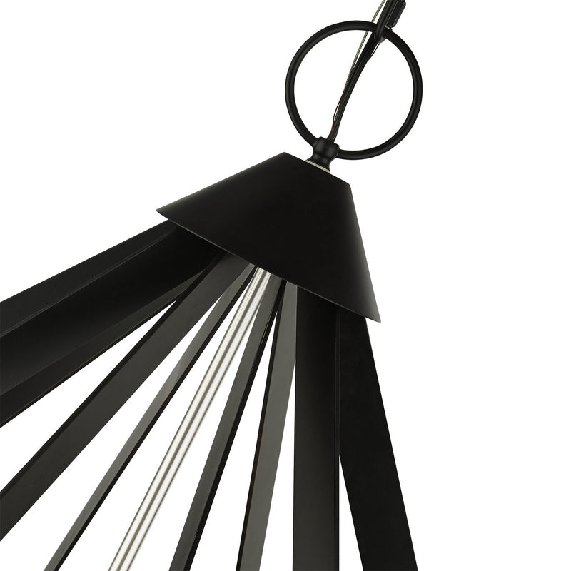 Livex Lighting 40928-04 15 Light Foyer Chandelier, Black w/ Brushed Nickel Cluster