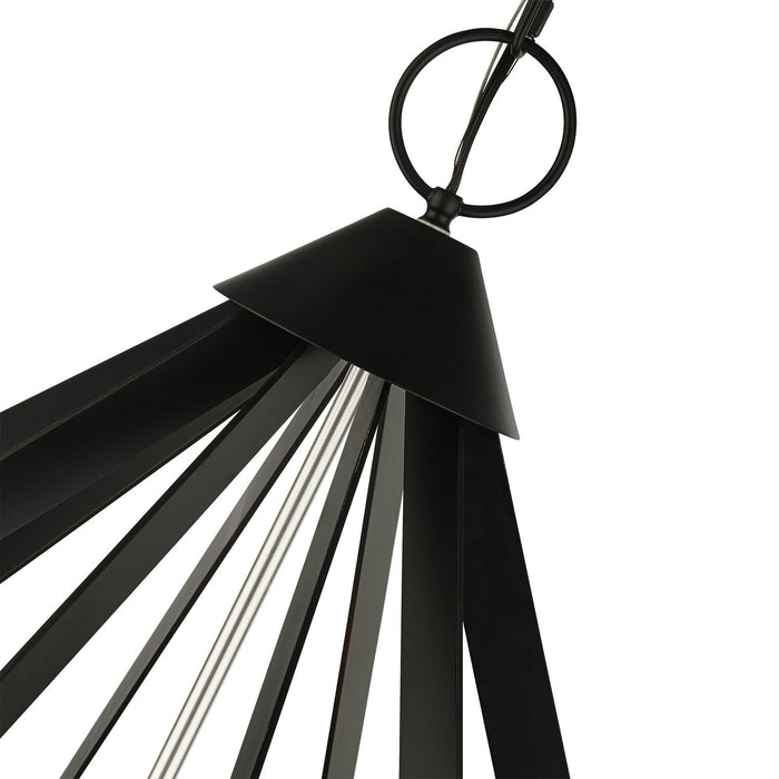 Livex Lighting 40928-04 15 Light Foyer Chandelier, Black w/ Brushed Nickel Cluster
