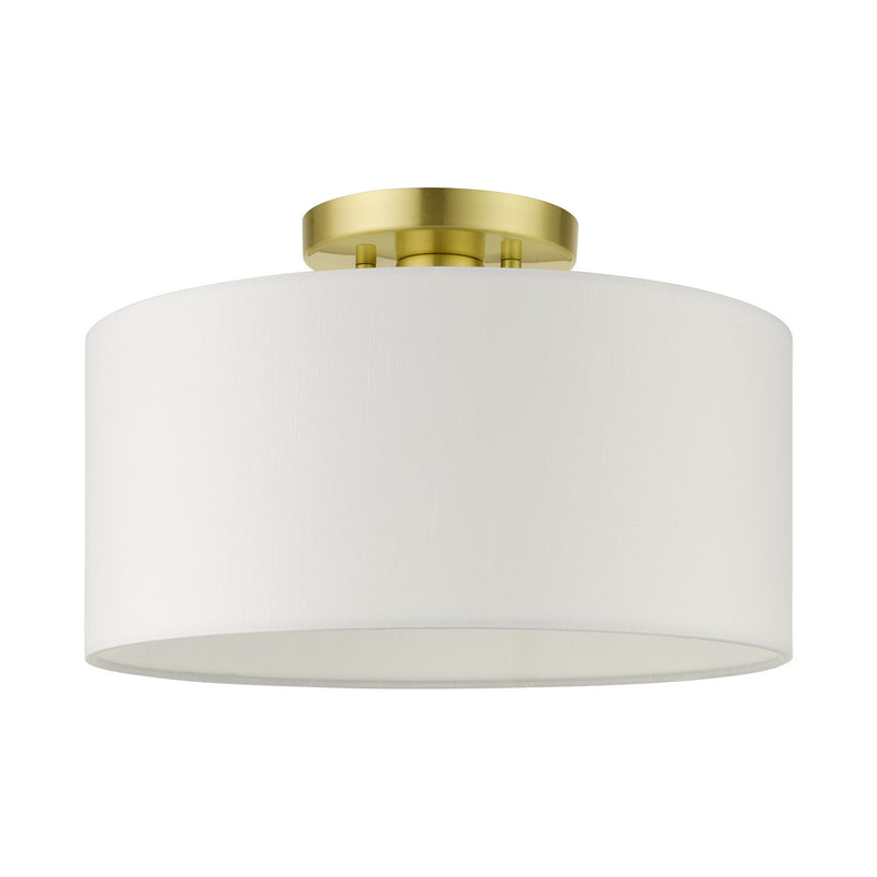 Livex Lighting 41097-12 One Light Semi Flush Mount, Satin Brass