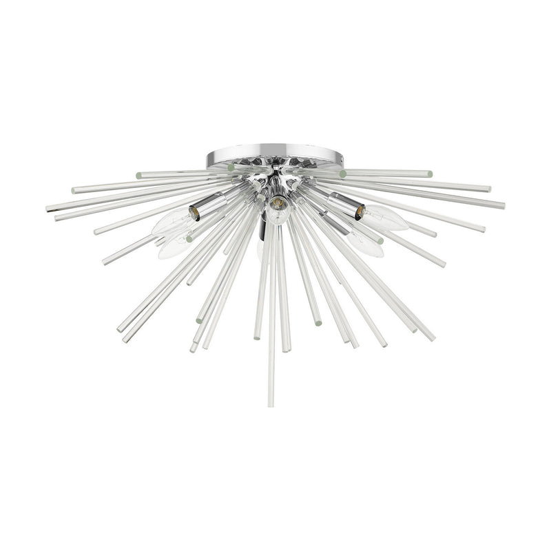 Livex Lighting 41251-05 Six Light Flush Mount, Polished Chrome
