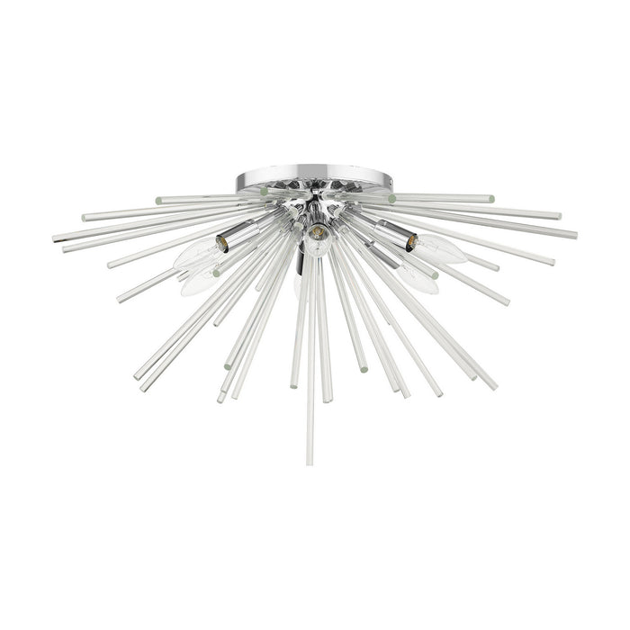 Livex Lighting 41251-05 Six Light Flush Mount, Polished Chrome