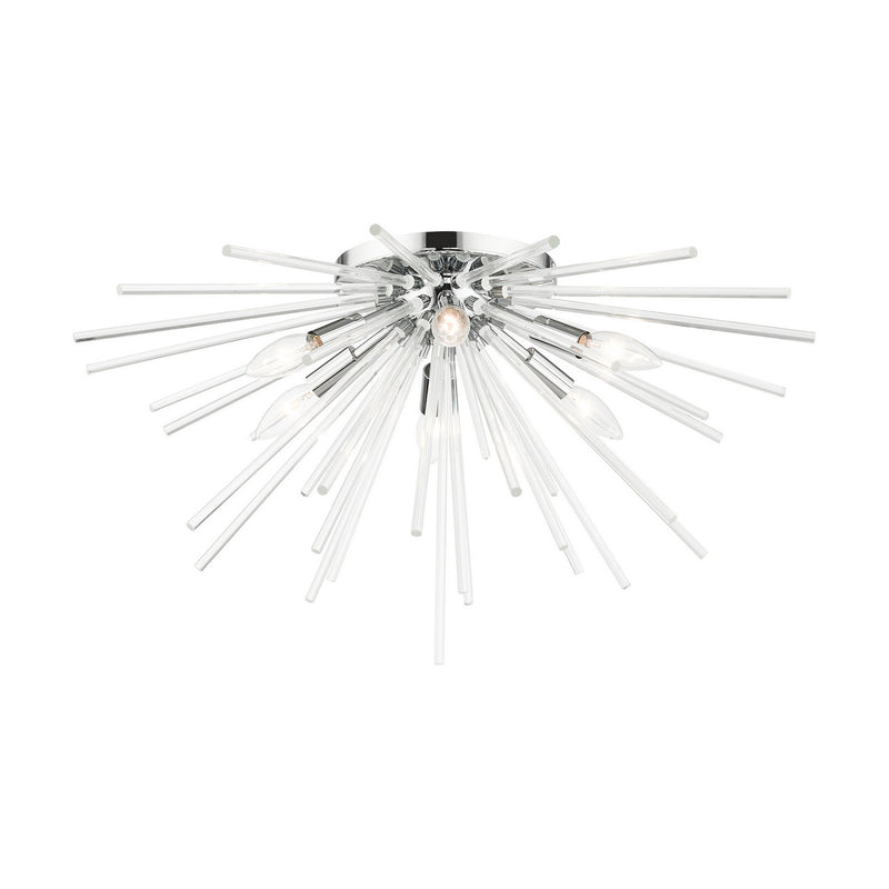 Livex Lighting 41251-05 Six Light Flush Mount, Polished Chrome