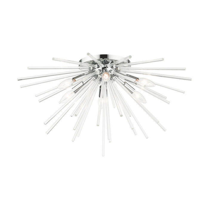Livex Lighting 41251-05 Six Light Flush Mount, Polished Chrome