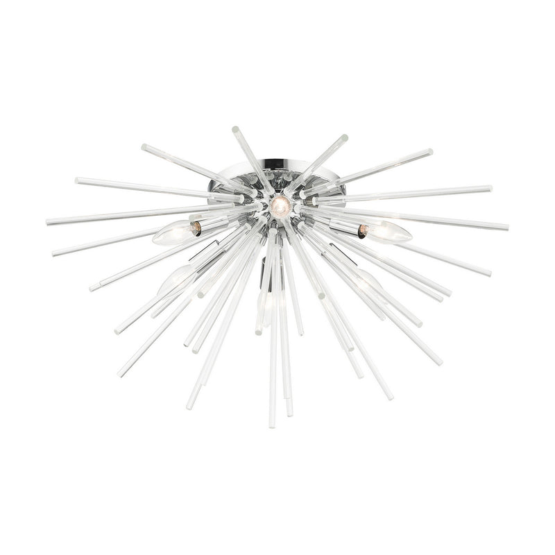 Livex Lighting 41251-05 Six Light Flush Mount, Polished Chrome