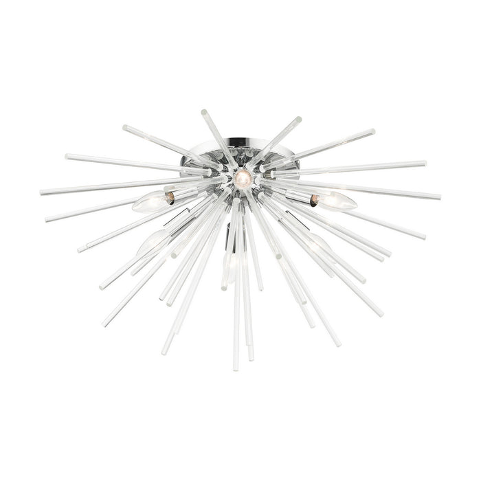 Livex Lighting 41251-05 Six Light Flush Mount, Polished Chrome