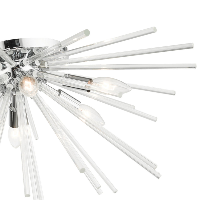 Livex Lighting 41251-05 Six Light Flush Mount, Polished Chrome