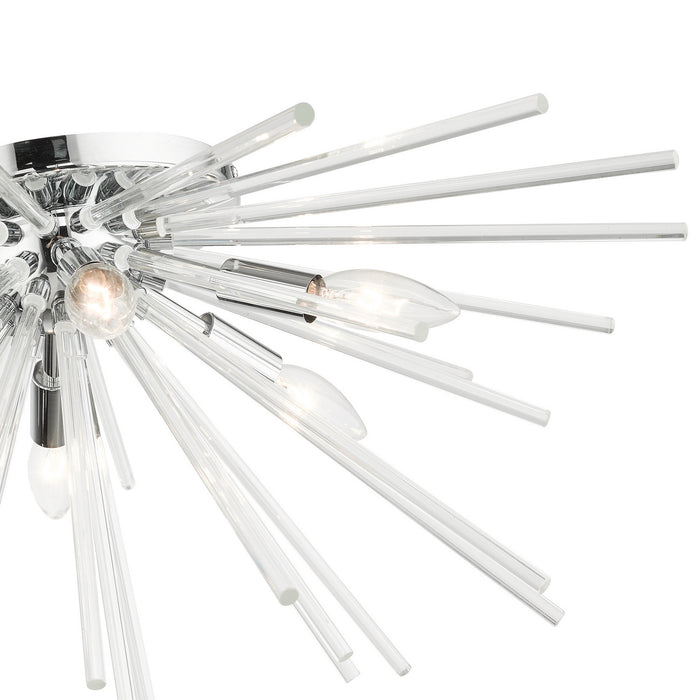 Livex Lighting 41251-05 Six Light Flush Mount, Polished Chrome