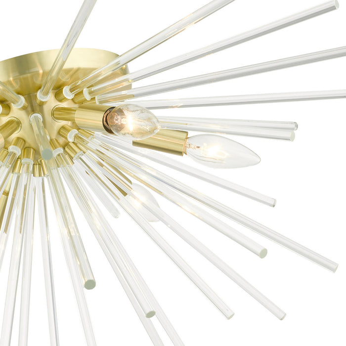 Livex Lighting 41251-12 Six Light Flush Mount, Satin Brass