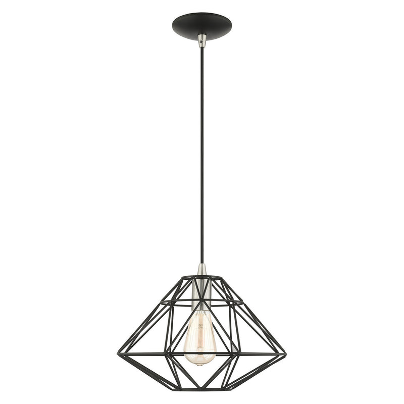 Livex Lighting 41323-04 One Light Pendant, Black w/ Brushed Nickels