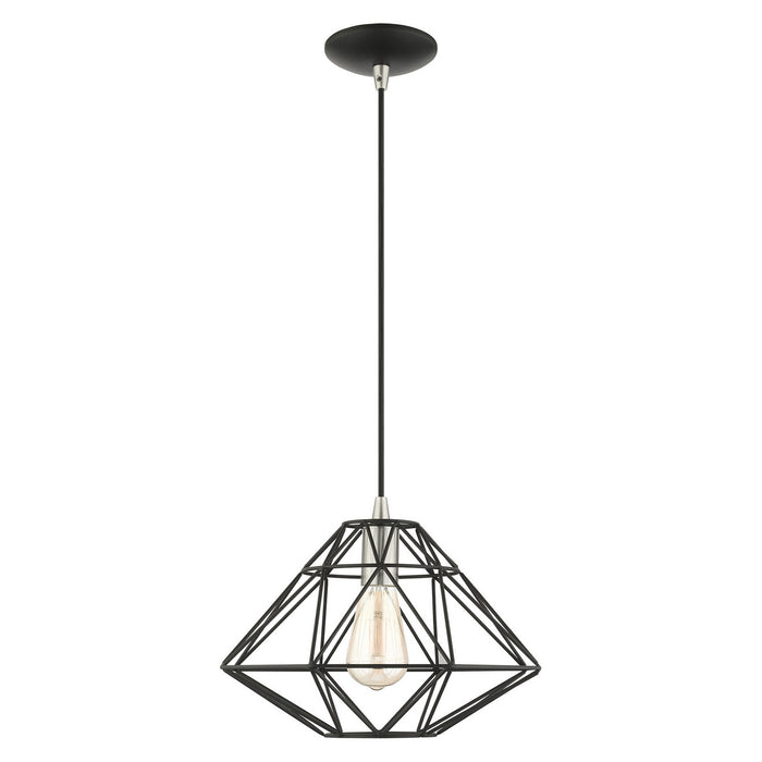 Livex Lighting 41323-04 One Light Pendant, Black w/ Brushed Nickels