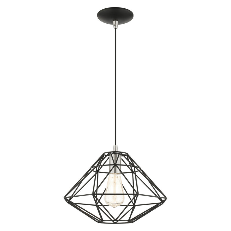 Livex Lighting 41323-04 One Light Pendant, Black w/ Brushed Nickels